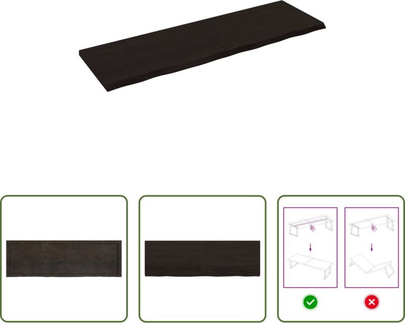 vidaXL Tischplatte Eiche - Tischplatte Dunkelbraun 160x50x(2-4)cm Massivholz Eiche