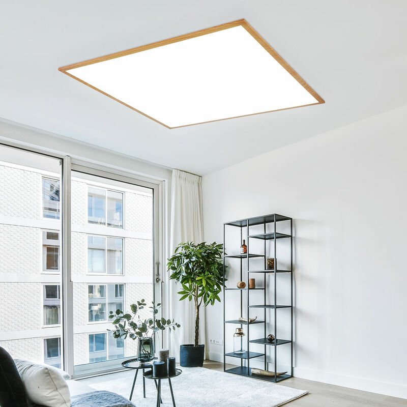 Etc-shop - Deckenpanel Deckenleuchte Aufbaupanel Designleuchte Wohnzimmerleuchte in Holzoptik, Aluminium Kunststoff, 1x ...
