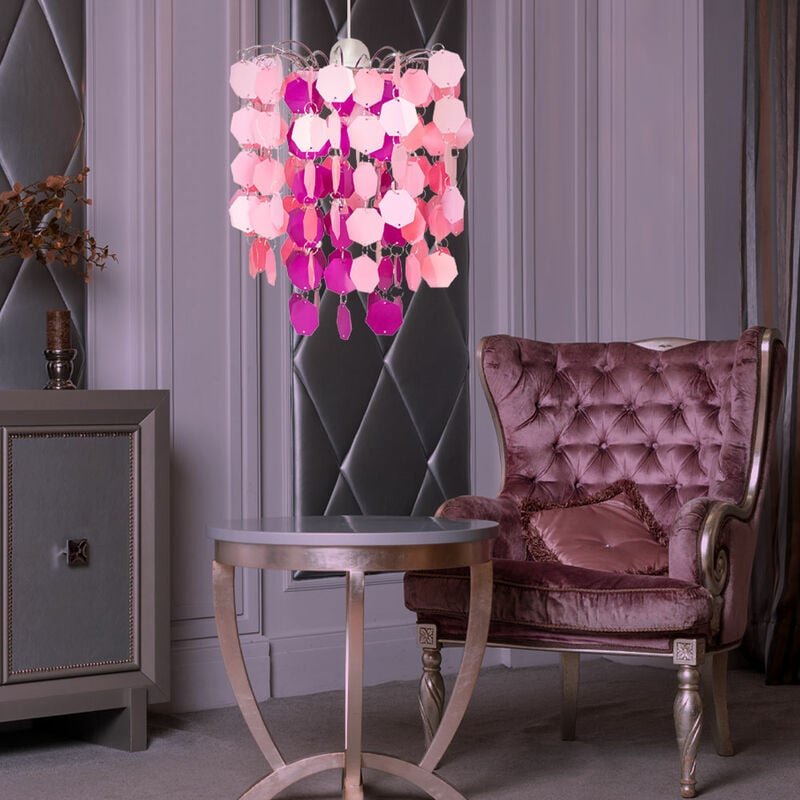 Pendelleuchte Pendellampe Hängelampe Kinderleuchte Hängeleuchte Mädchen Spielzimmer, Metall rosa-pink, 1x E27 Fassung, D...