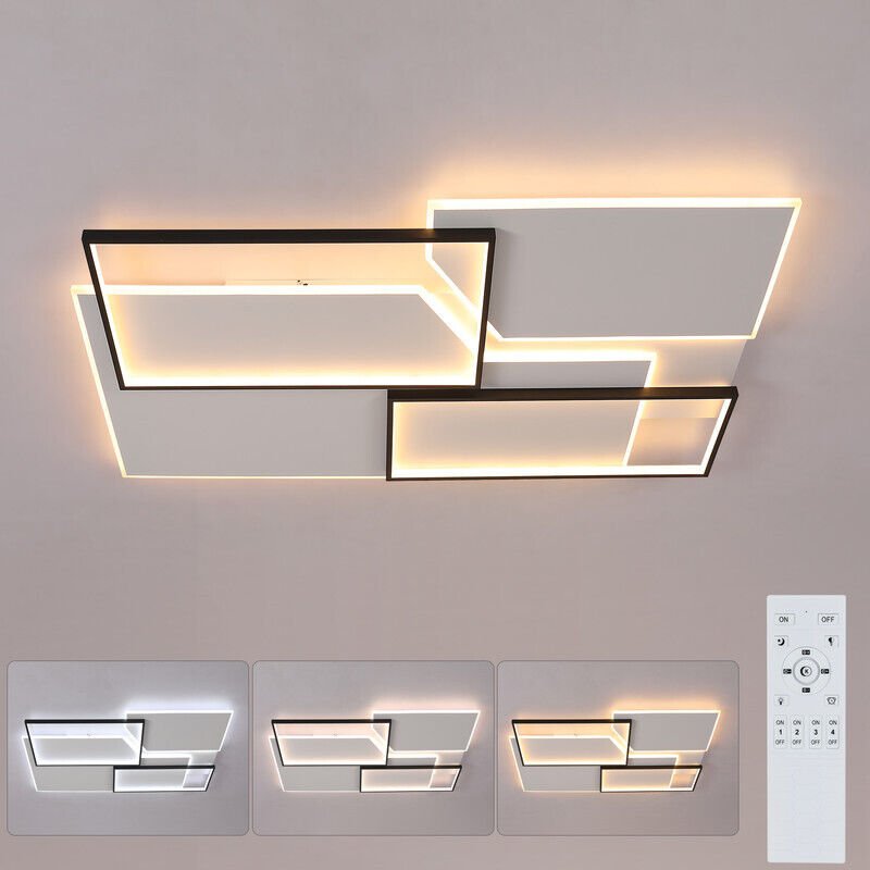 COMELY Rechteckige LED-Deckenleuchte mit Fernbedienung und Dimmfunktion, 110 x 70 cm, 80 W, warmweiß bis kaltweiß (2700 ...