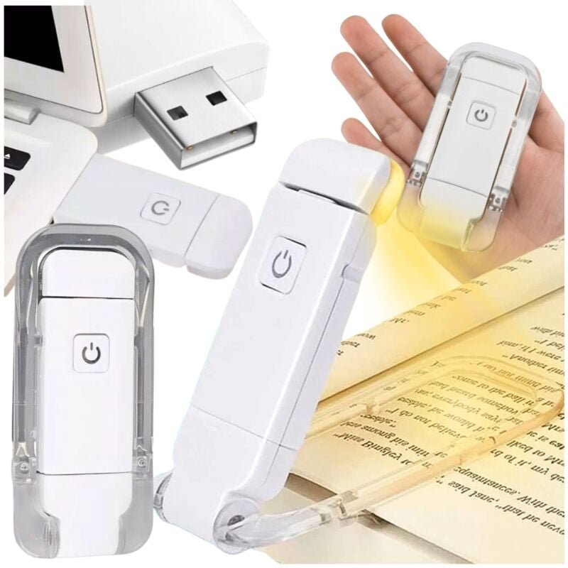 LED-Buchleselampe mit Clip Nacht im Bett Lesezeichen 3 Modi USB