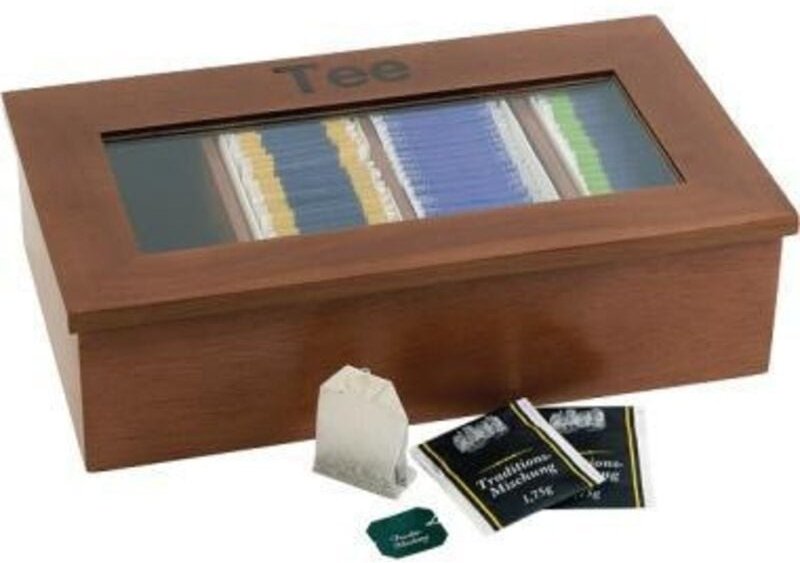 Teebox 33,5 x 9 x 20 cm (b x h x t) Holz rotbraun Tee