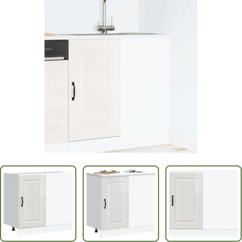 vidaXL Hochglanzweiß - Küchenunterschrank „Kalmar“ Hochglanz-Weiß Holzwerkstoff