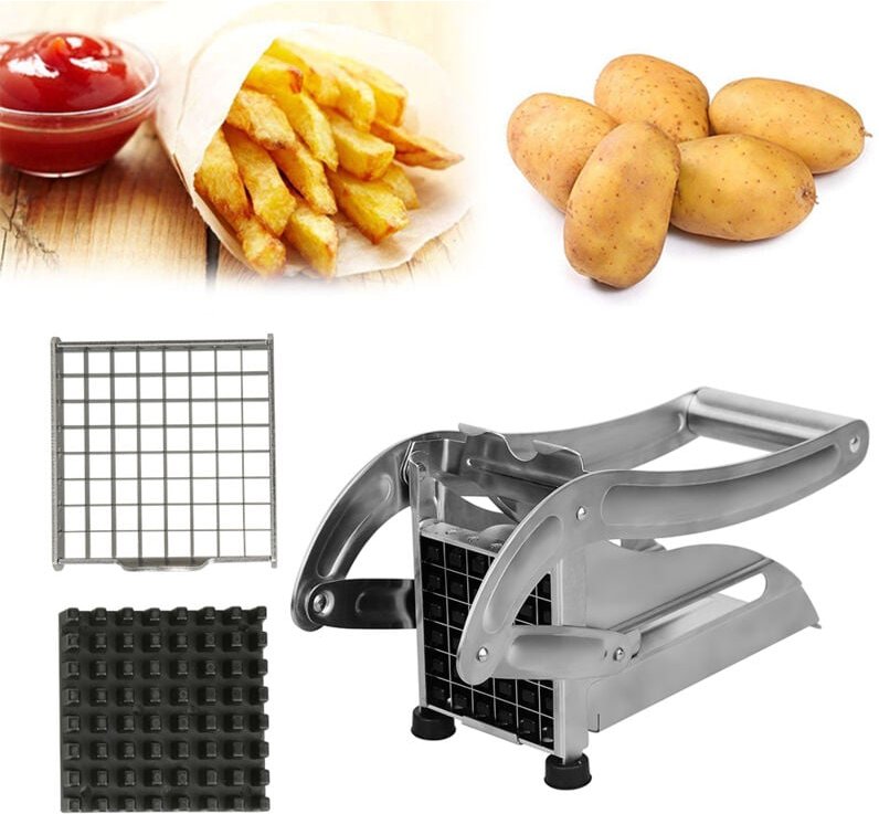 Pommesschneider,2 Einsätze,Pommes Frites Schneider,Rutschfester Gummifuß