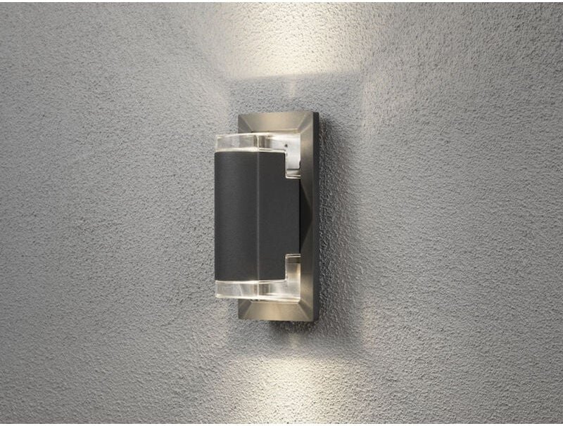 Konstsmide - up & down Außenwandleuchte potenza, Alu anthrazit, 2x GU10-Sockel, IP54