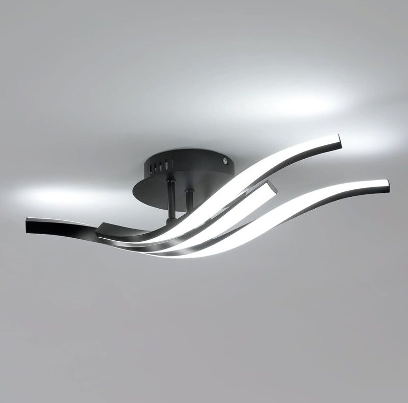 GOECO LED-Deckenleuchte, 24W Wellenförmige Deckenlampe, kaltweißes Licht 6500K für Wohnzimmer, Schlafzimmer, Esszimmer, ...
