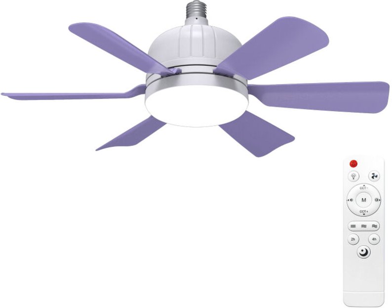 Ventilatore da soffitto silenzioso e rimovibile con illuminazione integrata (6 lampade), temperatura di colore regolabil...