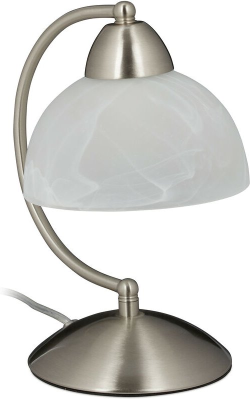 Tischlampe Touch, Retro Design, E14-Fassung, dimmbare Nachttischlampe, Glas & Eisen, hbt 25x15x19 cm, silber - Relaxdays