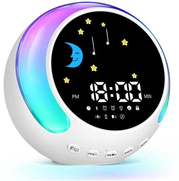 Kinderwecker mit Touch-Nachtlicht, individuell anpassbaren Wecktönen, zwei Weckmodi, Sprachweckfunktion, beruhigenden Kl...