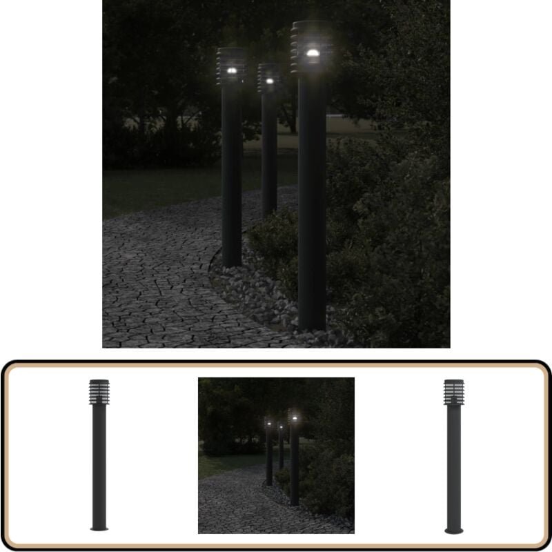 Wegeleuchte Schwarz 110 cm Edelstahl - Outdoor-Beleuchtung - Gartenlampe - Wegleuchte - Edelstahl Lampe - led Lampen