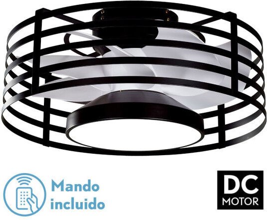 Lüfter 22w Dc Xaloc Black 7White Blades 6vel 3000-4000-6500 28x57,8x57,8cm w/ Earthquake, Memory & Timer - Fabrilamp