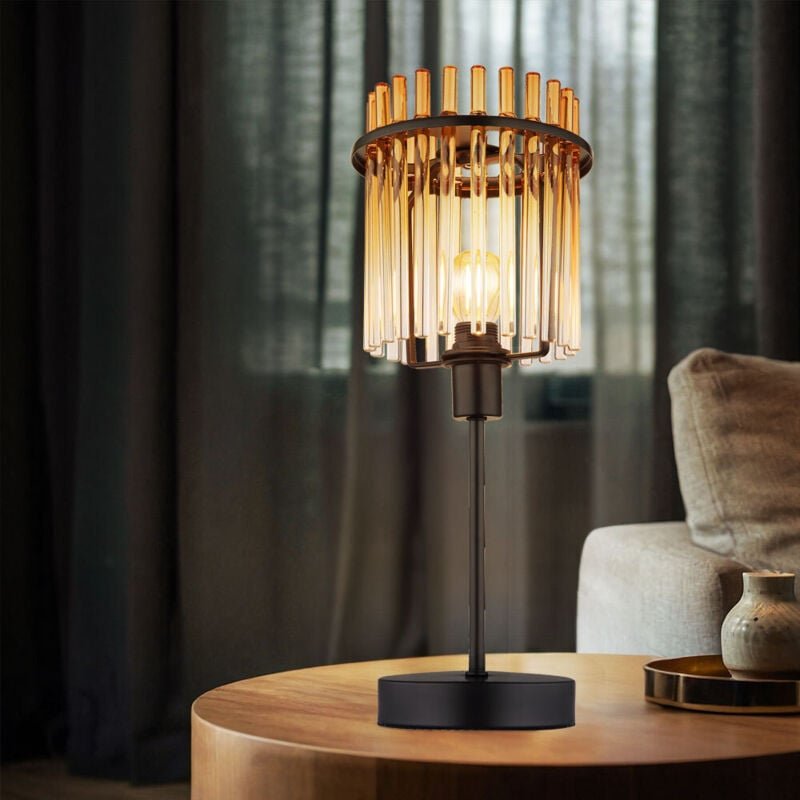 LED Tischlampe Nachttischleuchte Glas Retro Tischleuchte amber Wohnzimmerlampe Beistellleuchte, 4W 350lm warmweiß, DxH 1...
