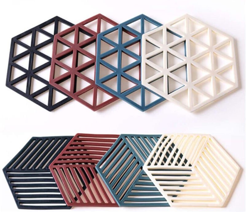 8-teiliges Silikon-Untersetzer- und Heizkissen-Set, 14,3 x 12,5 cm, sechseckig, hitzebeständig, multifunktionales Küchen...
