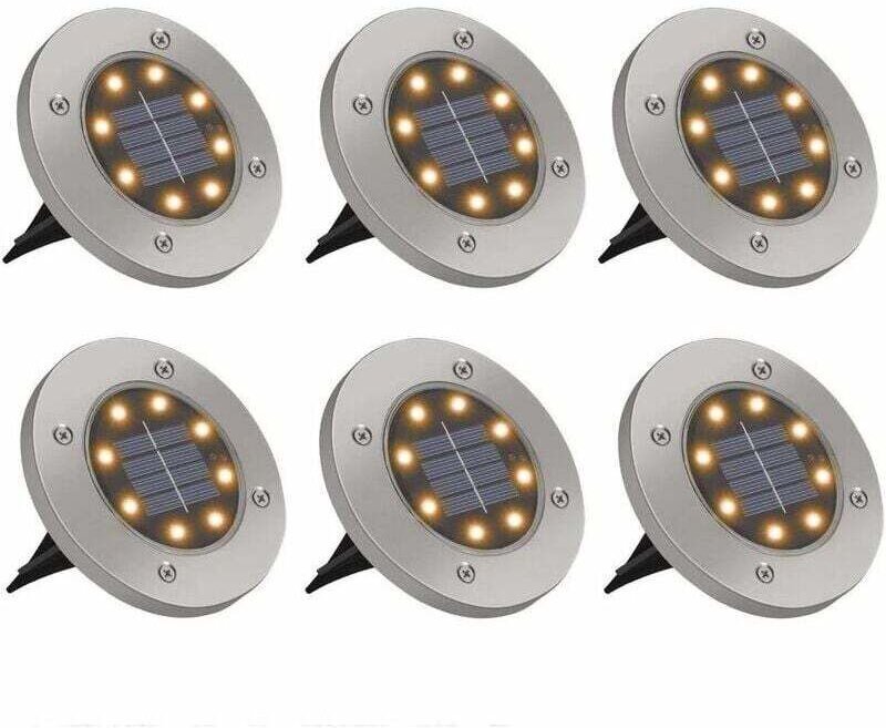 6-teiliges Set LED-Solar-Unterflurleuchten für den Außenbereich, geeignet für Höfe und Gärten