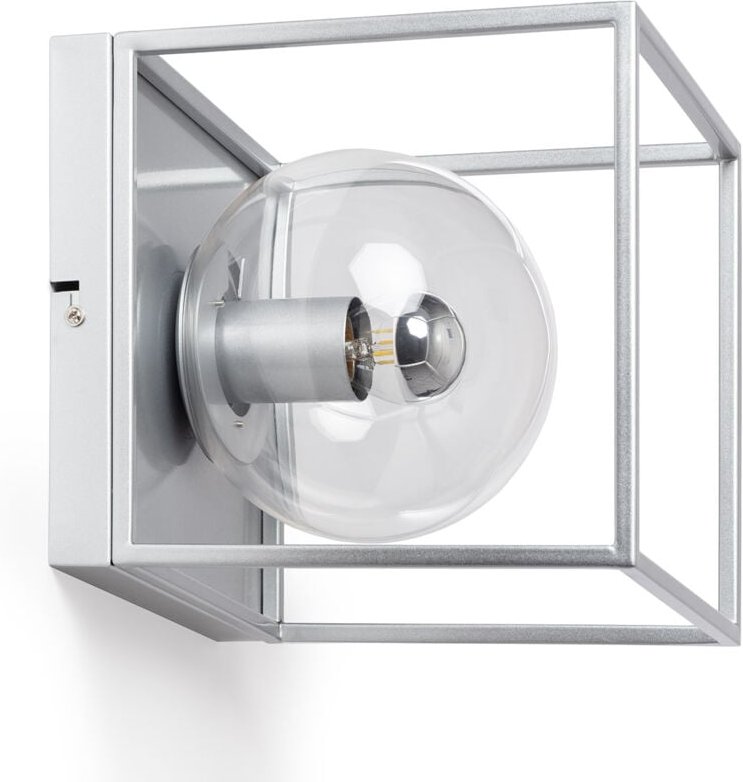 Wandleuchte Aussen Metall und Glas Tabuk Silber