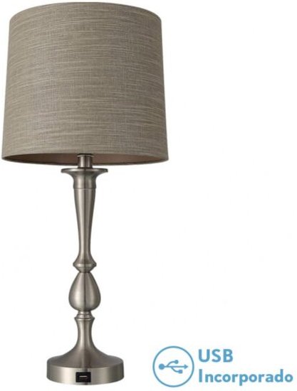 Fabrilamp - khalifa Tischleuchte 1xe27 nickel 60'5x28x28 cm port usb