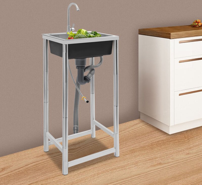 Edelstahl Spültisch Gastrospüle Spülbecken Freistehende Küchenspüle Einbecken