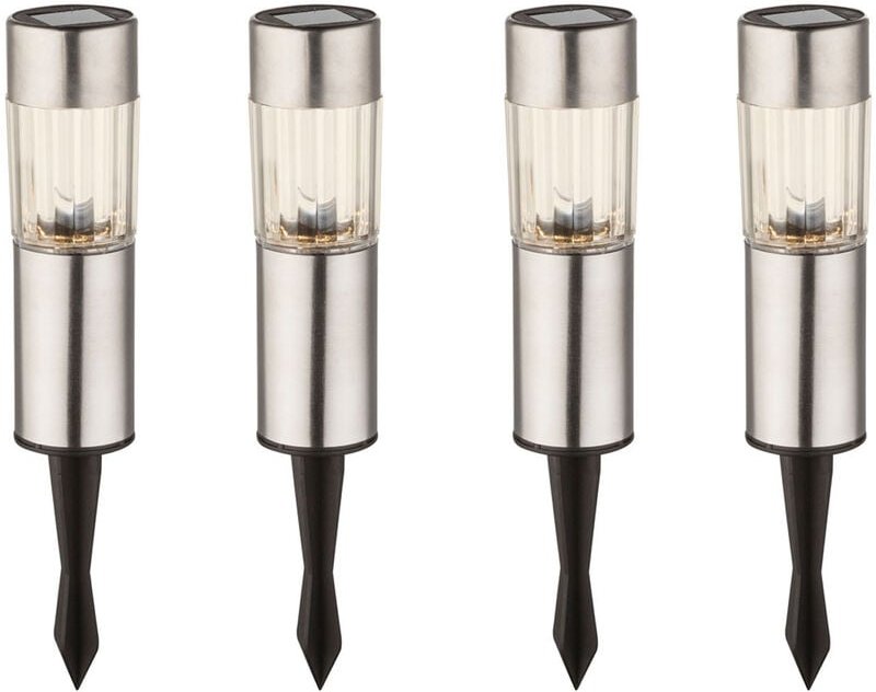 Globo - 4 Stück led Solarleuchten mit Erdspieß, Höhe 25 cm, Gartenlampen Edelstahl