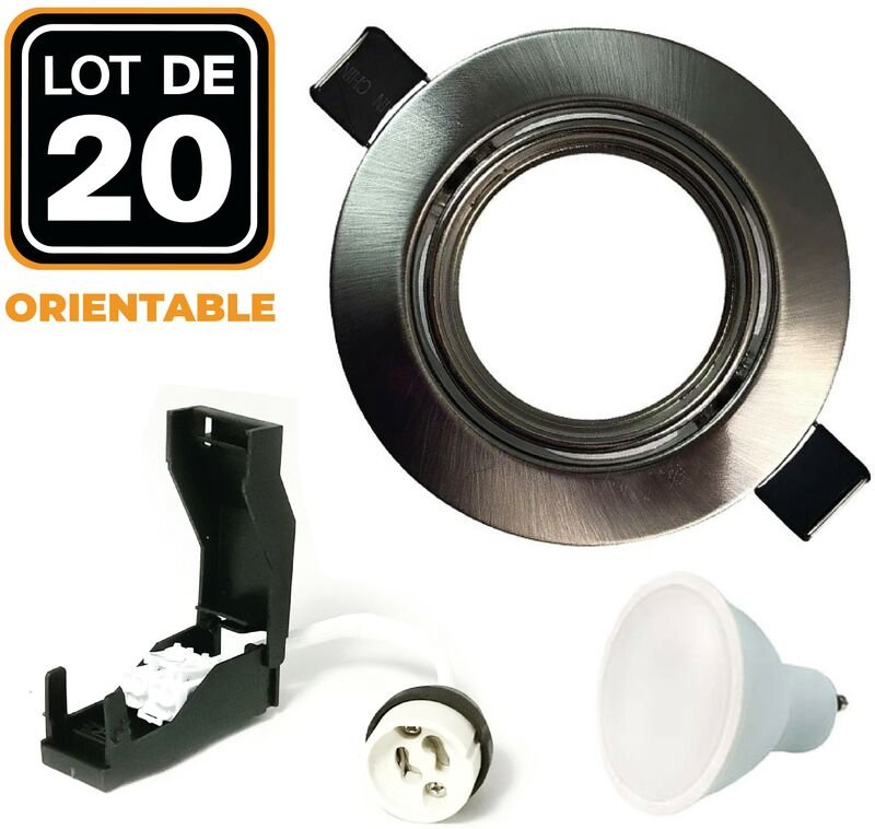 Europalamp - 20 Einbaustrahler schwenkbar Alu gebürstet GU10 led 5W eqv. 40W Kaltweiß 6000K