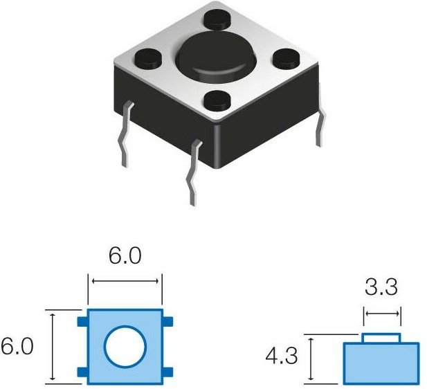 Drucktaste Touch 6x6mm 4,3mm Gesamthöhe BLACK-Taste