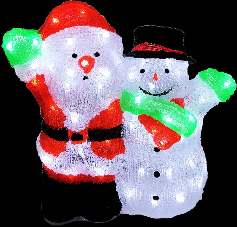 Inda-exclusiv - Acryl Weihnachtsmann + Schneemann 90 LEDs kaltweiß-DLK043