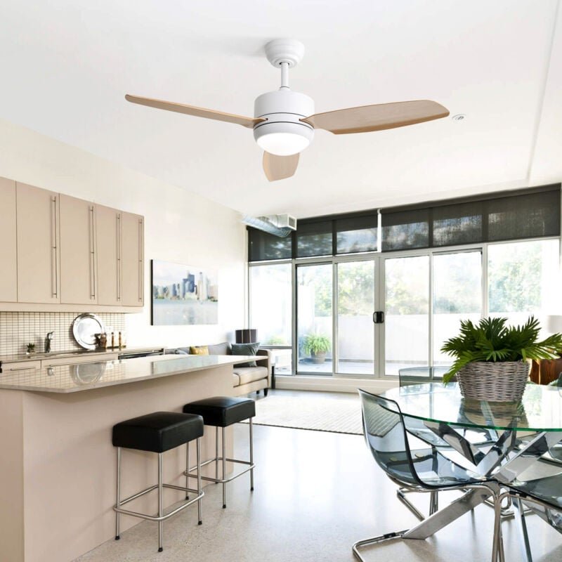 46-Zoll-Deckenventilator mit Licht, 3 ABS-Flügel, 6-Gang-Gleichstrommotor, Timerfunktion, Fernbedienung, Deckenventilato...