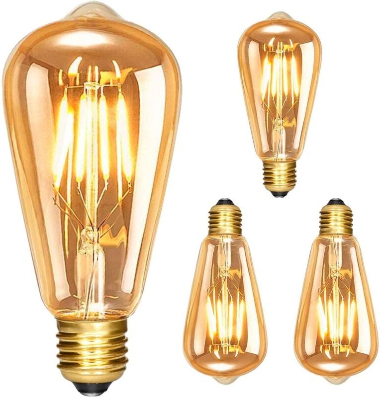 Mumu - Vintage Edison Glühbirne E27, ST64 6W Edison led Lampe, 3 Stück Retro Glühbirne, Warmweiß