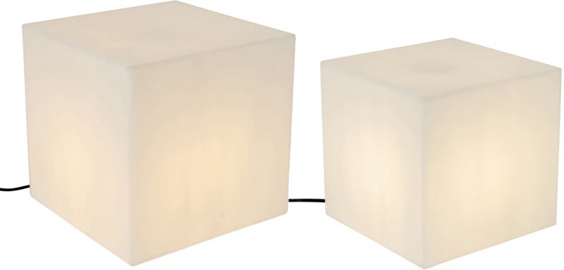 Qazqa - Set aus 2 Außen-Stehleuchten weiß 30 und 38 cm quadratisch IP44 - Nura