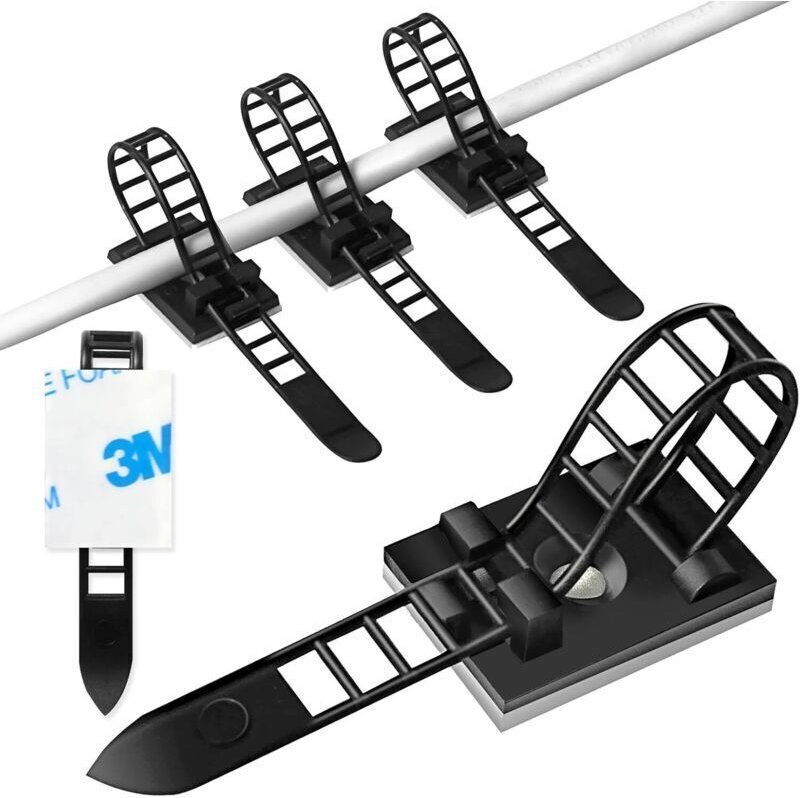 100 selbstklebende Kabelbinder mit Schraubbefestigung, Kabelbinder-Organizer aus Nylon mit starkem Klebeband und Loch