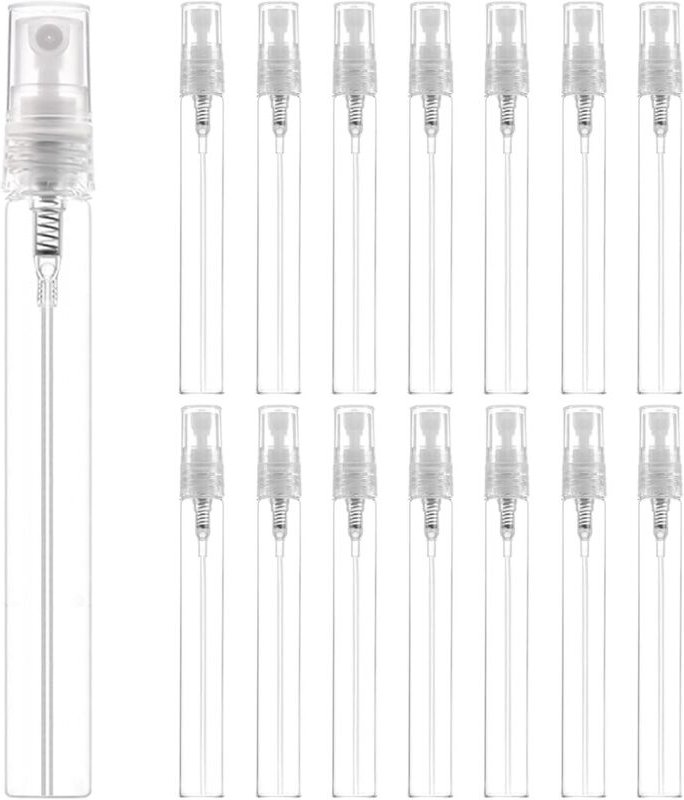 CCYKXA 15er-Packung leere, transparente 10-ml-Parfümzerstäuberflaschen für Parfümproben, Reisen und Kosmetik, tragbare Z...