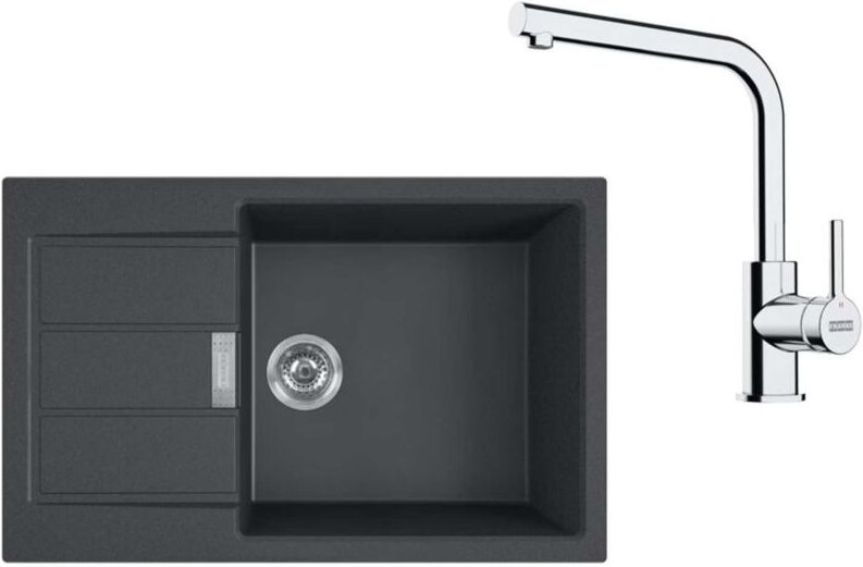 Sets - Küchenset T116Č, Tectonite-Spüle S2D 611-78 xl und Armatur fs 3230.031, schwarz/Chrom 143.0687.353 - Franke