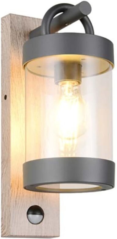 Wandleuchte Außenwandleuchte Fassadenleuchte Aluminium Holznachbildung Bewegungssensor H 33 cm