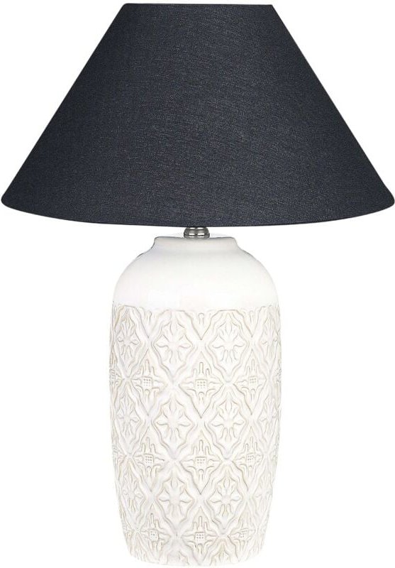 Beliani - Tischlampe Beige Keramiksockel Stoffschirm Raumbeleuchtung Nachttischlampe