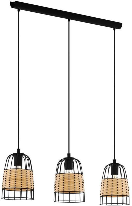 Eglo - 3er Pendelleuchte Anwick natur 88 x 18 cm E27, max. 60 w Pendelleuchte