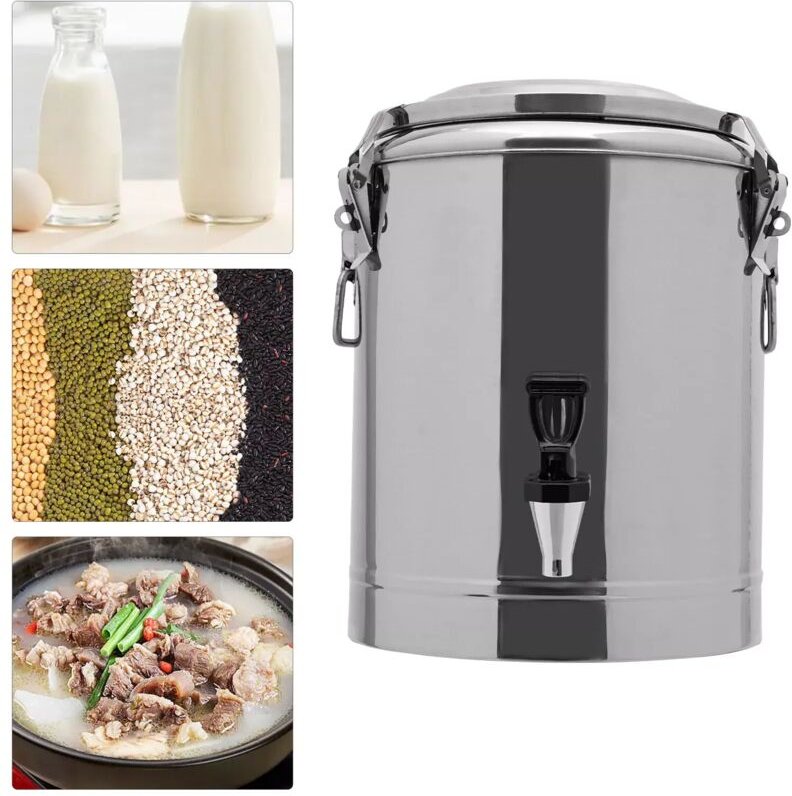 Große Isolierter Warmer Suppentopf, 201 Edelstahl 40L Frühstücks Suppentopf für Transport Thermobehälter mit Gummiring u...