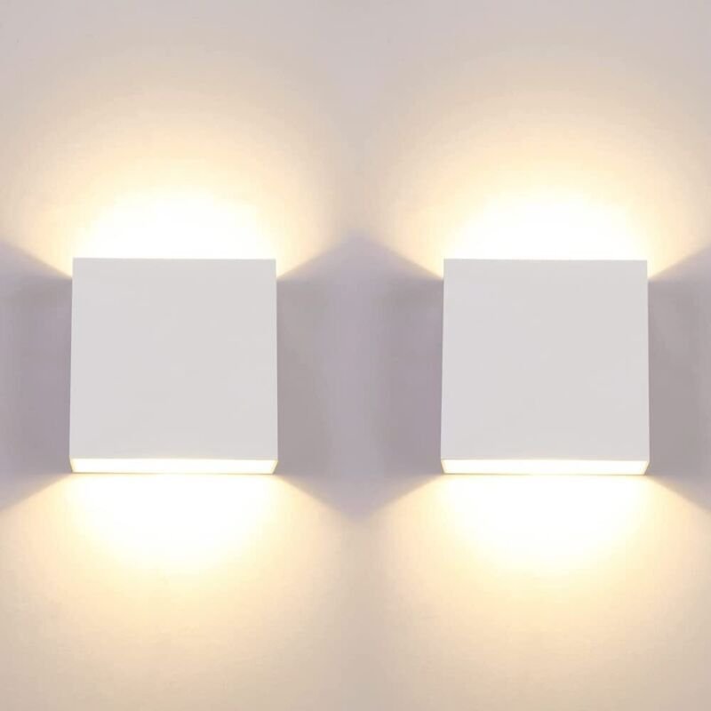 7W weiße LED-Wandleuchte – 3000K Innenbeleuchtung – Rostfreies Aluminium – Abmessungen 10x10x5 cm für Schlaf- und Wohnzi...