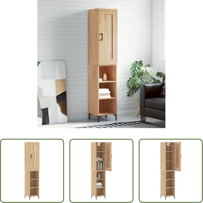 Holzwerkstoff Schrank - Highboard Sonoma-Eiche 34,5x34x180 cm Holzwerkstoff