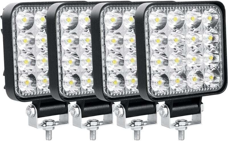 UlisemLot von 4 LED-Arbeitsscheinwerfern, 8,5 cm, 3,4 Zoll, 48 W, LED-Strahler, 12 V, 24 V, wasserdicht, IP67, Spot-Nebe...
