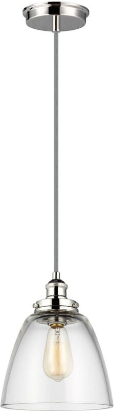 Baskin - 1 Light Dome Deckenanhänger aus poliertem Nickel, E27 - Elstead