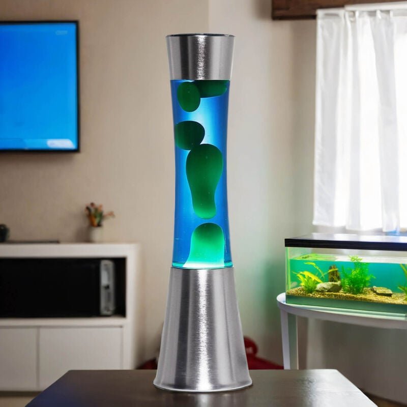Kleine Lavalampe Blau Grün 39cm hoch Stimmungslicht