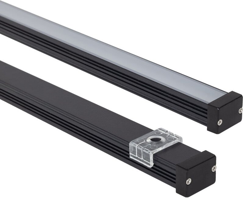 Aluminiumprofil Wasserdicht IP65 Aufbau 2m für led Streifen bis 10 mm Schwarz 2 m Halbtransparent