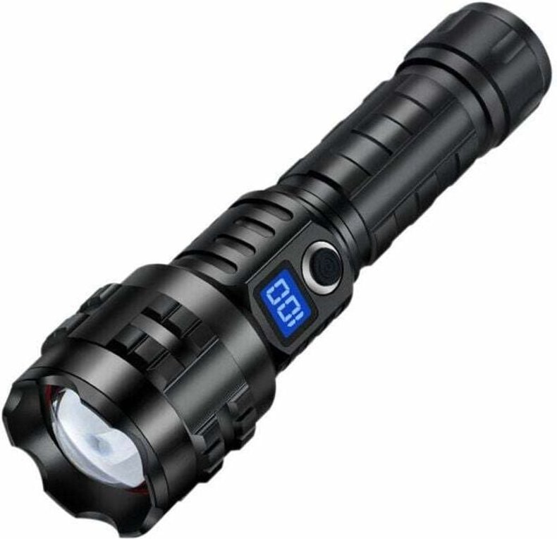 Thumbnail - Ultrastarke LED-Taschenlampe, 15000 Lumen Taschenlampe, wasserdichtes zoombares taktisches Licht mit 5 Beleuchtungsmodi ...