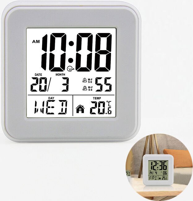 Digitaler Wecker mit manueller Zeiteinstellung, Temperaturanzeige, Datumsanzeige und Snooze-Funktion, Großes gut lesbare...