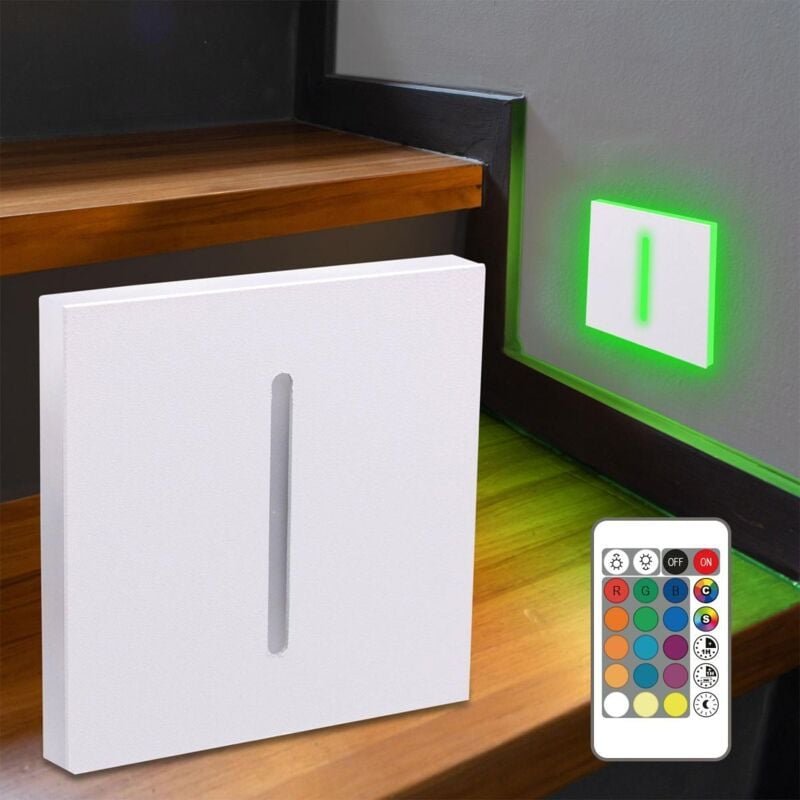LED Treppenleuchte IP44 eckig weiß - Lichtfarbe: RGB+CCT 2W - Lichtaustritt: Fokus