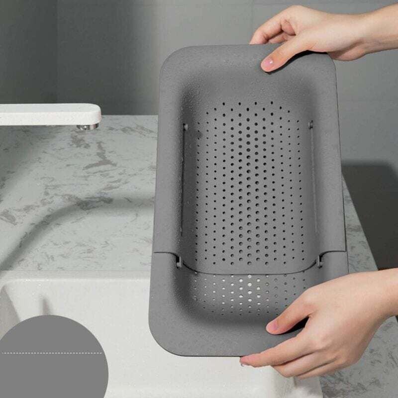 Abtropfkorb für die Küche, Abtropfgestell für die Spüle zum Aufbewahren und Waschen von Geschirr / Obst / Gemüse (grau)