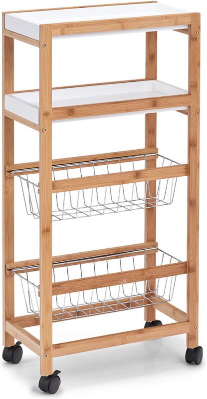 Zeller - Küchenwagen, Bambustisch zum Servieren von Geschirr, eine Bar auf Rädern.