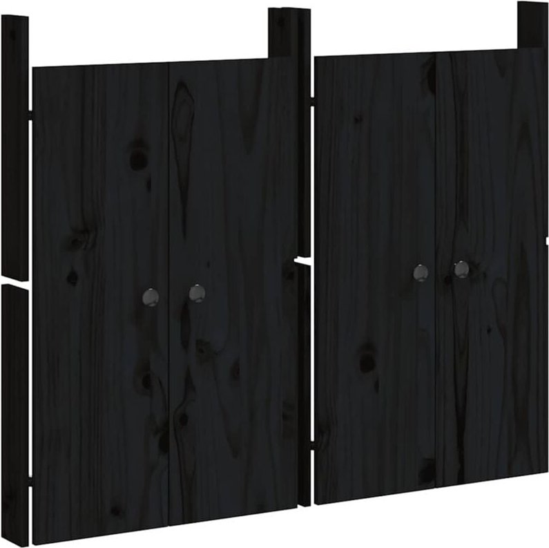 Türen für Outdoor-Küche 2 Stk. Schwarz 50x9x82 cm Kiefernholz vidaXL