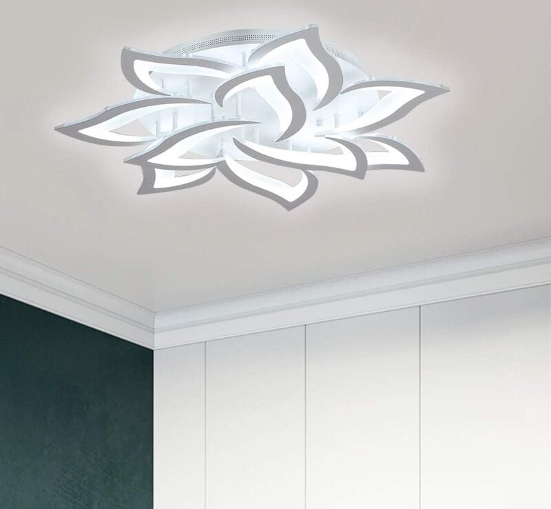 84 W LED-Deckenleuchte, 10 Blütenblätter, moderne Acryl-Deckenleuchte für Wohnzimmer, Schlafzimmer, Küche, Kaltweiß 6500...