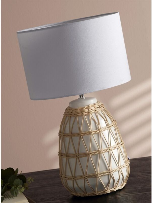 Athit Natural Tischlampe, 46 cm, Weiß, 27 D x 46 cm