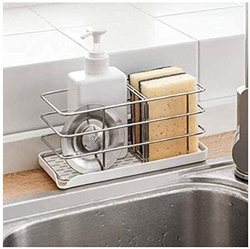 Linghhang - 1 Stück Schwammhalter aus Edelstahl 304, multifunktionaler Küchenspülen-Organizer, Abtropffläche, Abtropfsch...